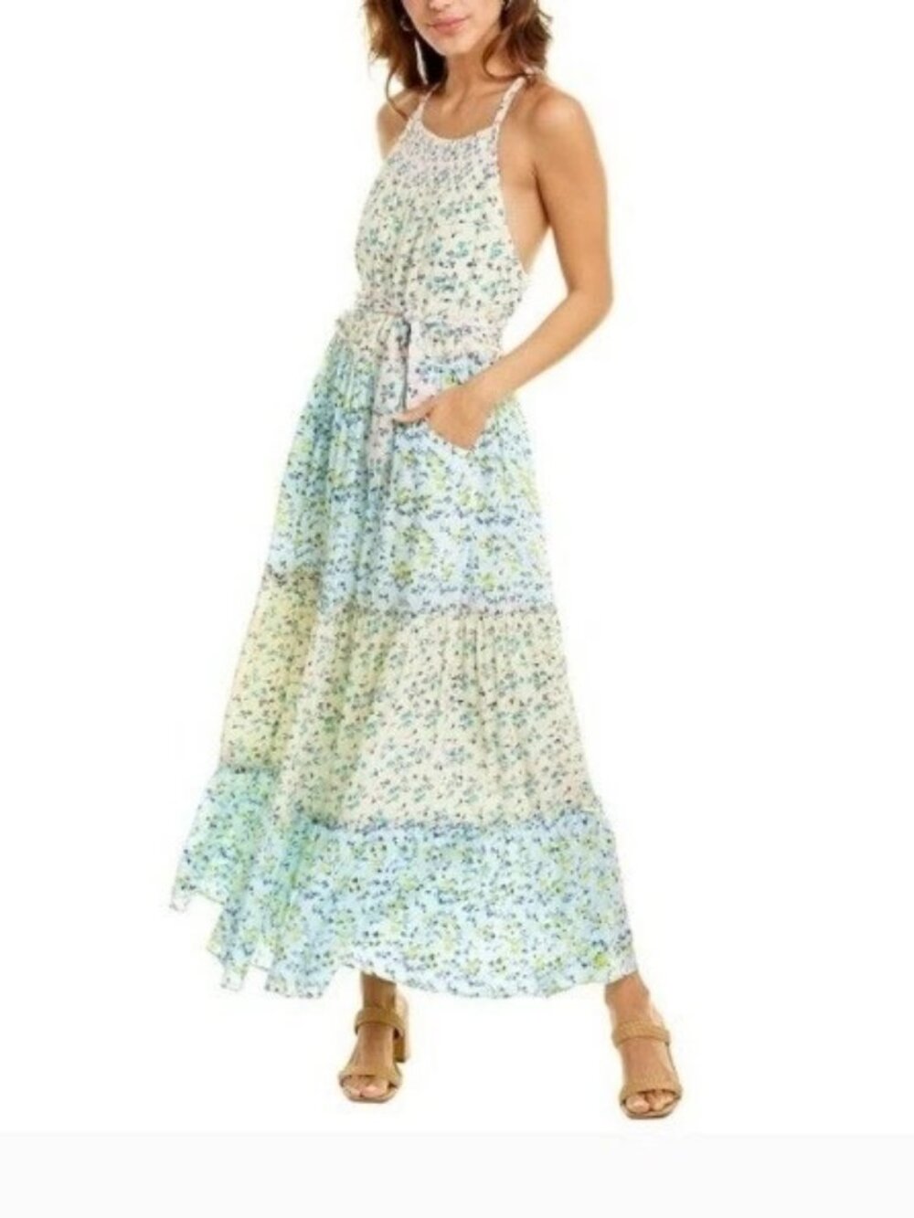 Ash & Eden Floral Tiered Maxi Dress NWT M